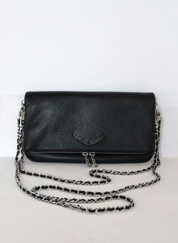 Pochette Zadig et Voltaire Rock Swing Your Wings cuir noir