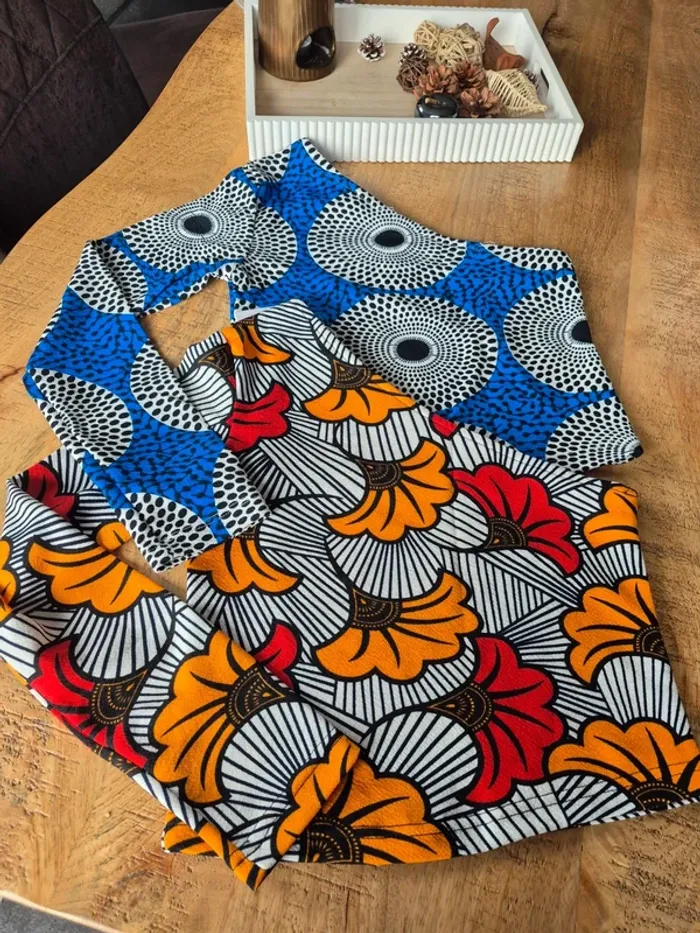 Lot de 2 Tops Une Manche Orange et Bleu Femme Taille L/40
