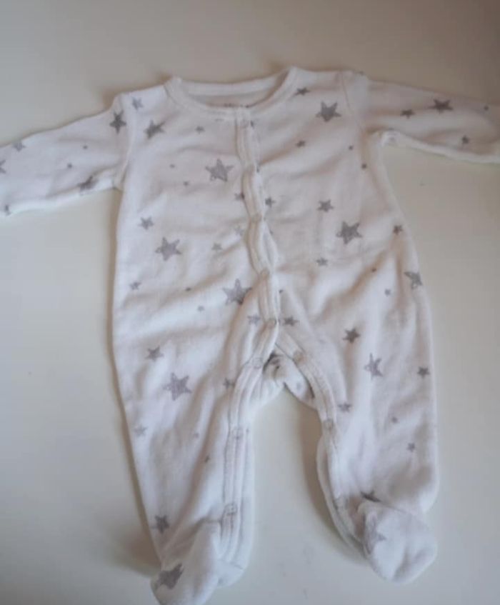 Pyjama velours motif étoiles 0 mois