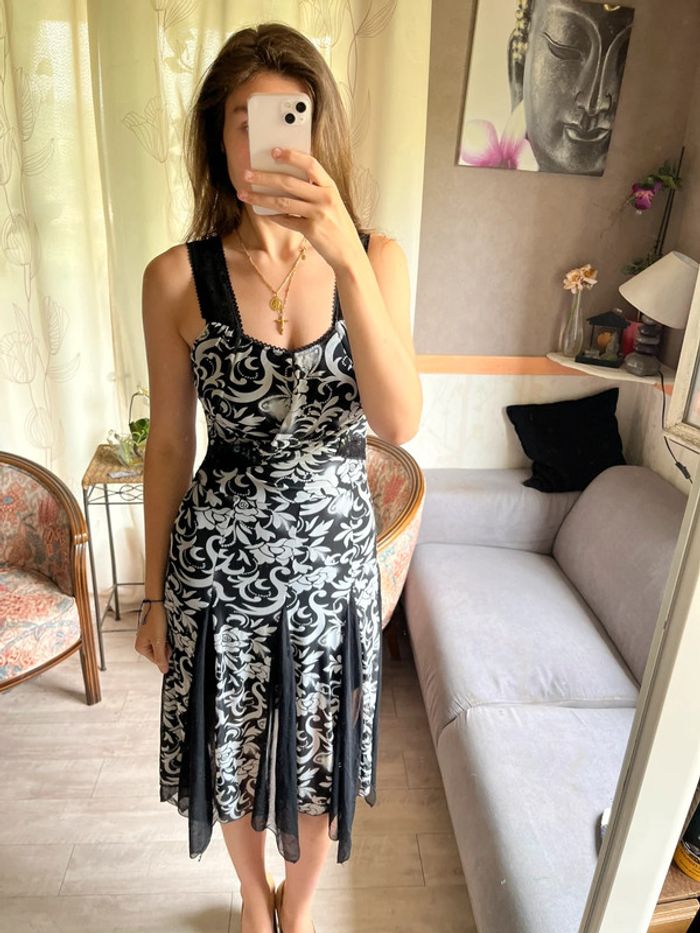 Robe vintage asymétrique grunge y2k 2000yet siren office bohème champêtre halter - photo numéro 2