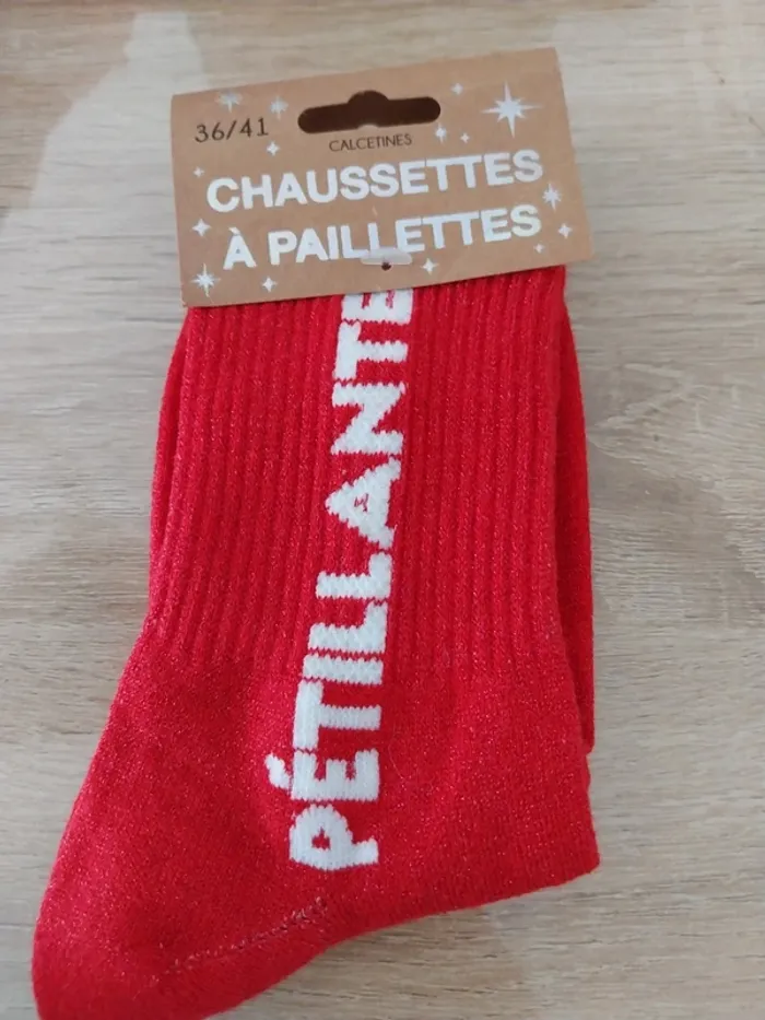 Chaussettes à paillettes Rouge Pétillante