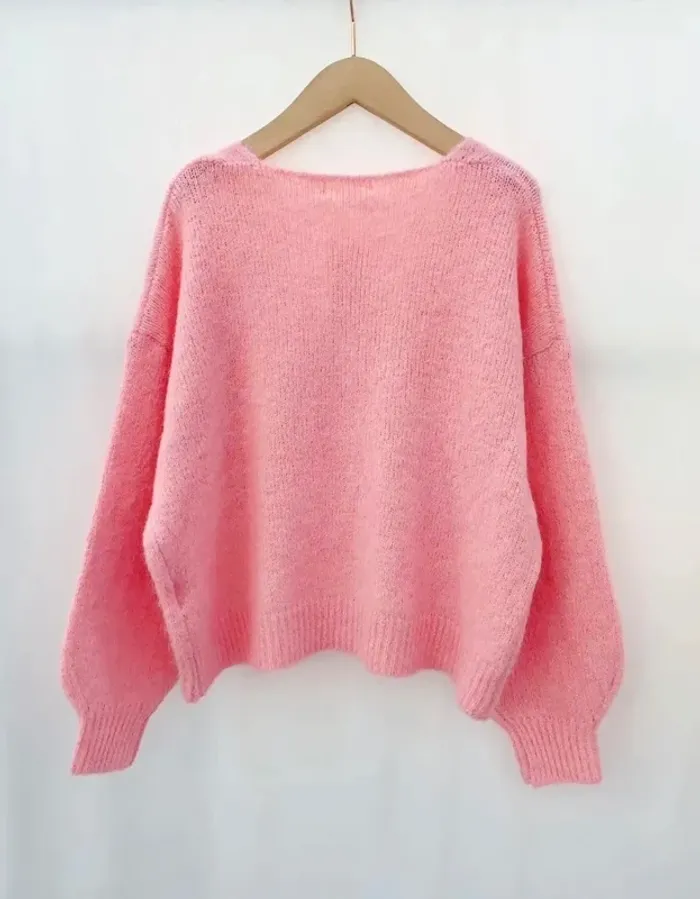 Pull rose col V - photo numéro 3