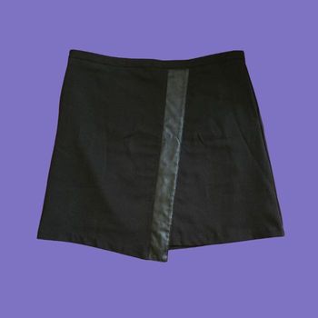 Jupe Patineuse Noire Élégante Blancheporte Bande Simili Cuir Asymétrique Taille 44 XXL Très Bon État