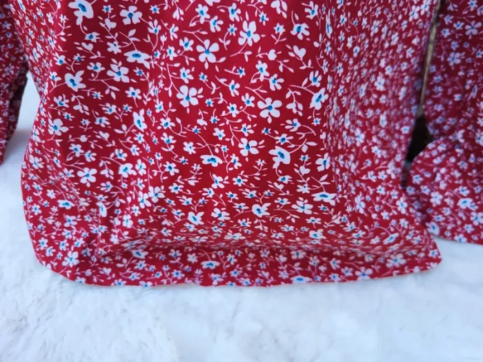 Blouse fleuri fluide bordeaux blanc taille 48 - photo numéro 5