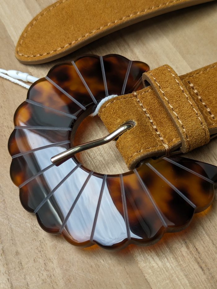 Ceinture en croûte de cuir Sezane colori tabac écaille T80 - photo numéro 2