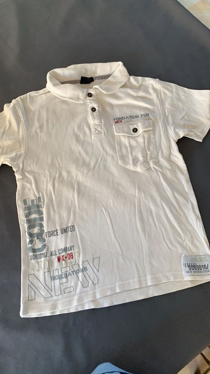 Polo blanc imprimé 12 ans