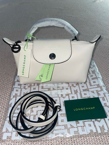 Mini Sac Longchamp Le Pliage en cuir – Beige – Avec étiquette