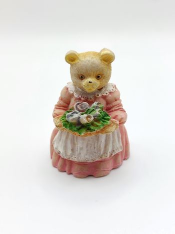 Petite figurine résine ours oursonne Jaimy robe rose Vintage 4,8 cm - collection ou décoration