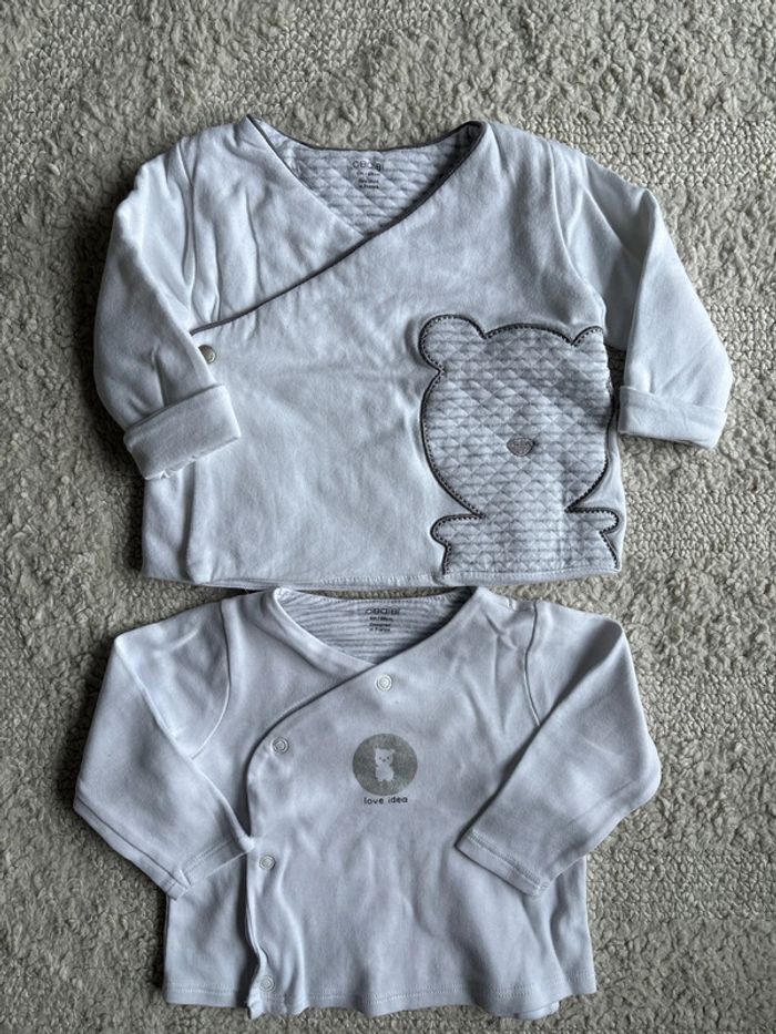 Lot de 2 gilet Obaïbi ourson blanc 6M