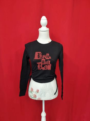 Jennyfer tee-shirt court noir motif * taille S *