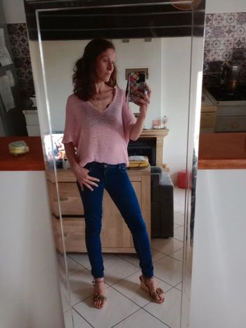 Top femme 40 ajouré rose c77