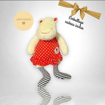 Peluche Doudou Hippopotame robe Terre de marins A135