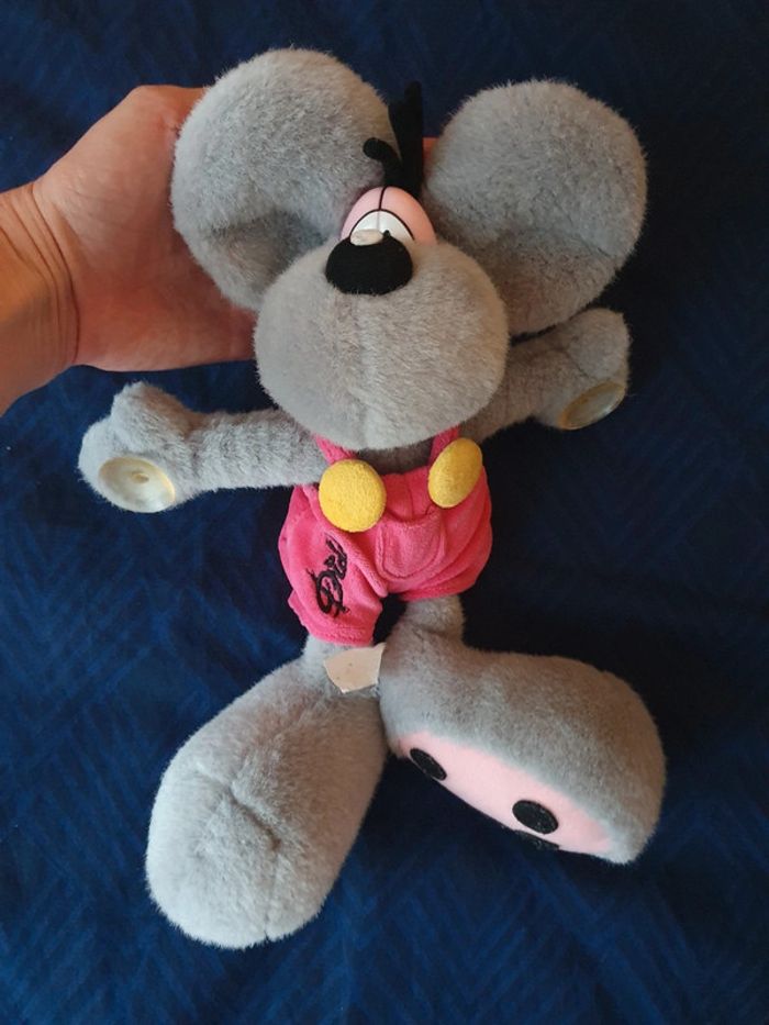 Peluche Diddl grise avec salopette