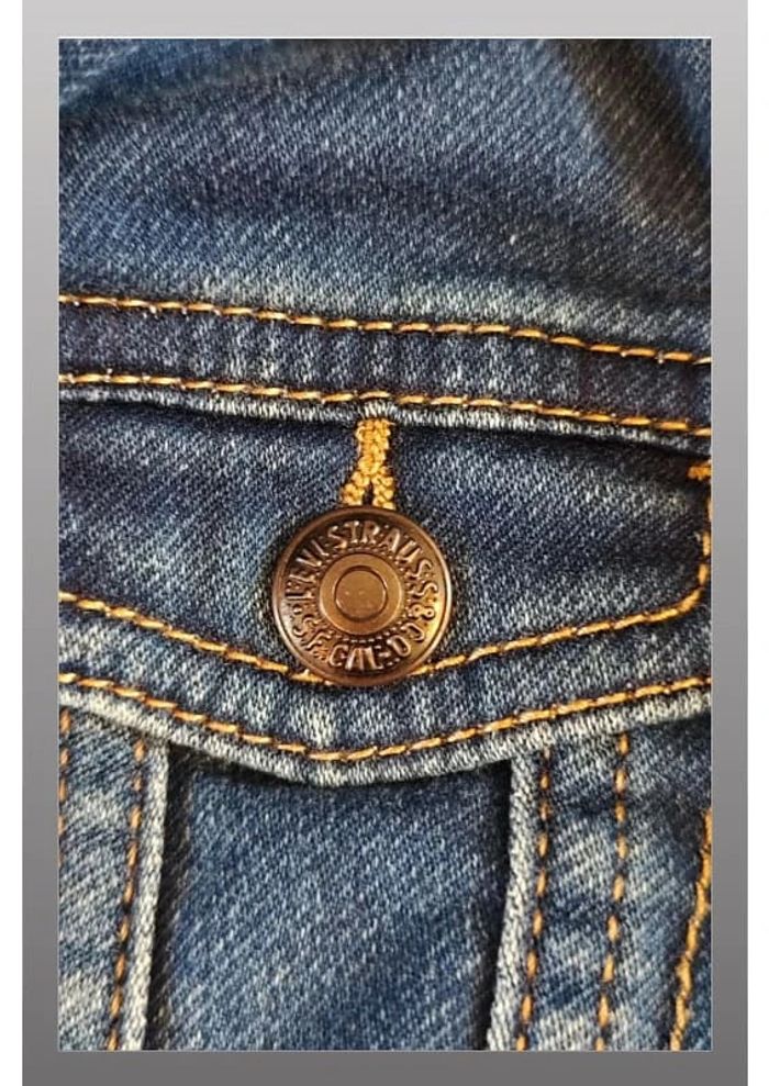 Veste en jeans à capuche bleu et gris Levi Strauss Taille 36 mois - photo numéro 4