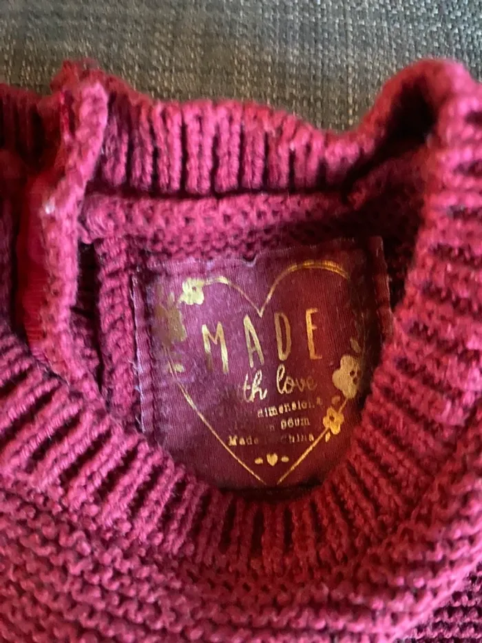 Robe maille bordeaux hiver fille Young Dimension 12-18m - photo numéro 3