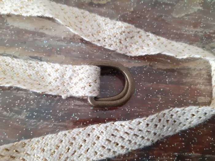 Ceinture en tissu beige dorée 70 cm neuve - photo numéro 2