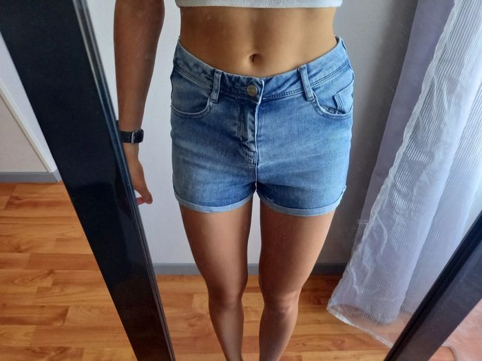 Short taille haute en jean - photo numéro 2