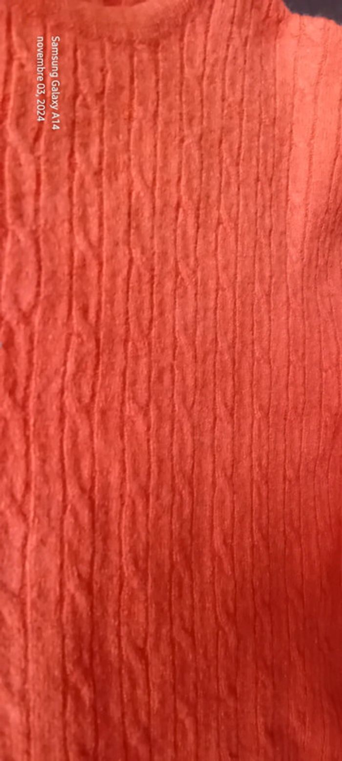 Pull court maille torsadée corail femme S Emme elle made in Italia - photo numéro 5