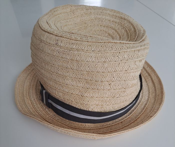 Chapeau paille bébé garçon d.48 cm BE - photo numéro 2