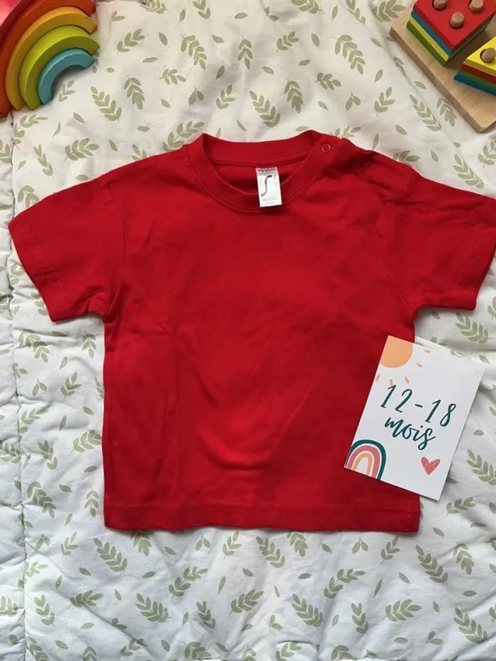 teeshirt manches courtes rouge 12/18 mois mosquito - photo numéro 2