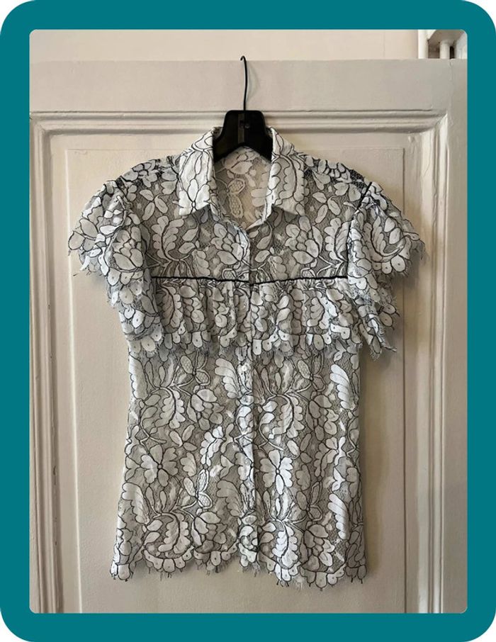 Chemise dentelle Medicis manches courtes à volants 36 - Anne Fontaine