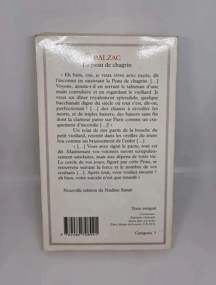 "La peau de chagrin", de Balzac.
GF-Flammarion.
416 pages.
ISBN : 2.08.070899.6 - photo numéro 3
