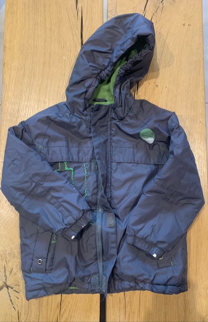 Manteau à capuche gris et vert garçon 5 ans Polochon