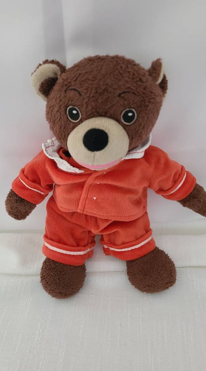 Petit Ours Brun AJENA NOUNOURS doudou ensemble rouge