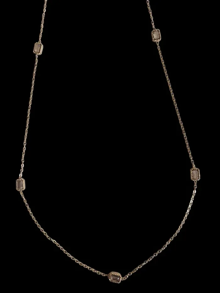 Collier doré fin à strass leslii neuf - photo numéro 3