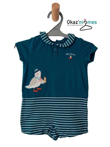 Pyjashort / combishort bleu canard avec col - Sergent Major 9 mois (71cm)