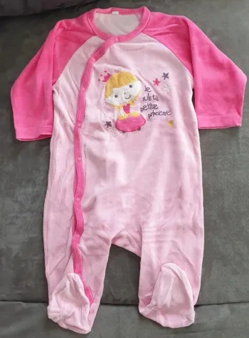 Pyjama velours rose 9 mois