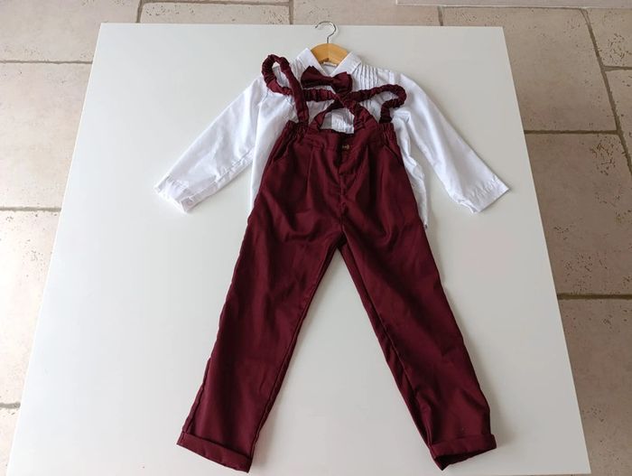 Costume bordeaux 5 ans nœuds papillon style vintage