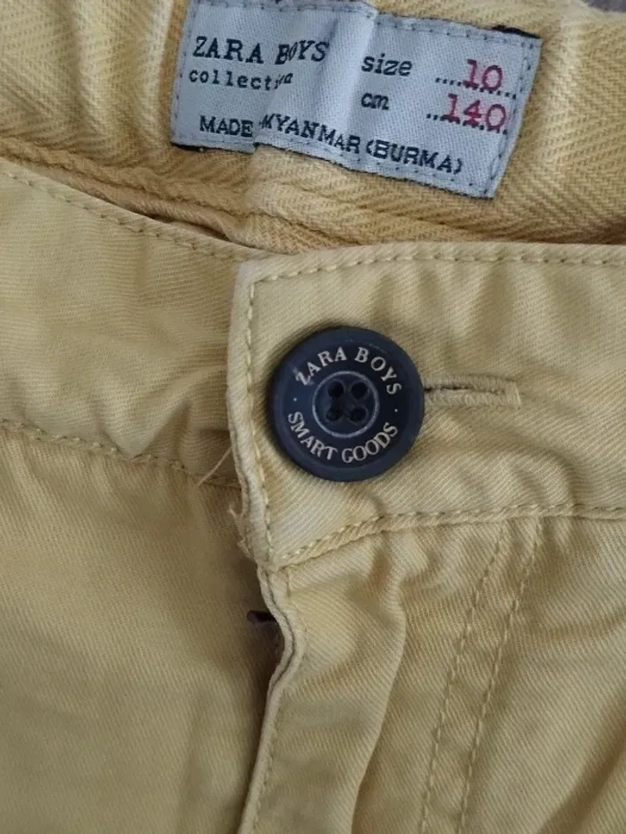 Pantacourt short Zara jaune moutarde garçon 10 ans - photo numéro 2