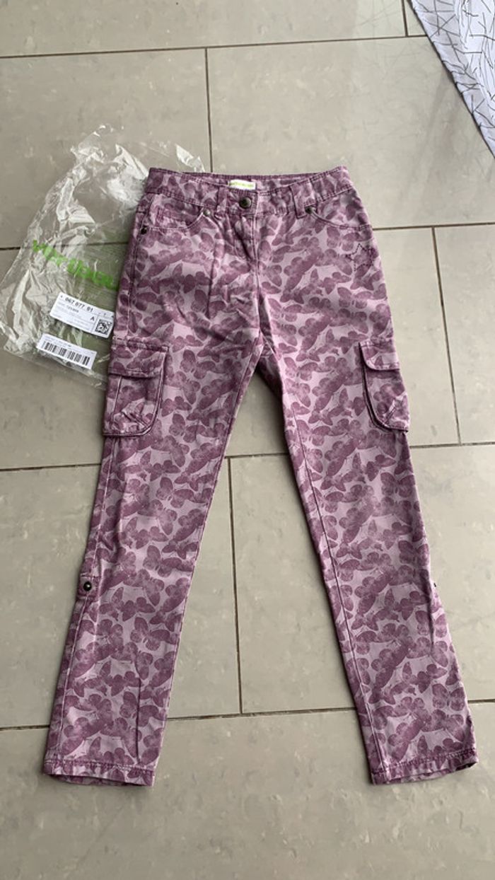Pantalon toile violet papillons 🦋 8 ans Vertbaudet