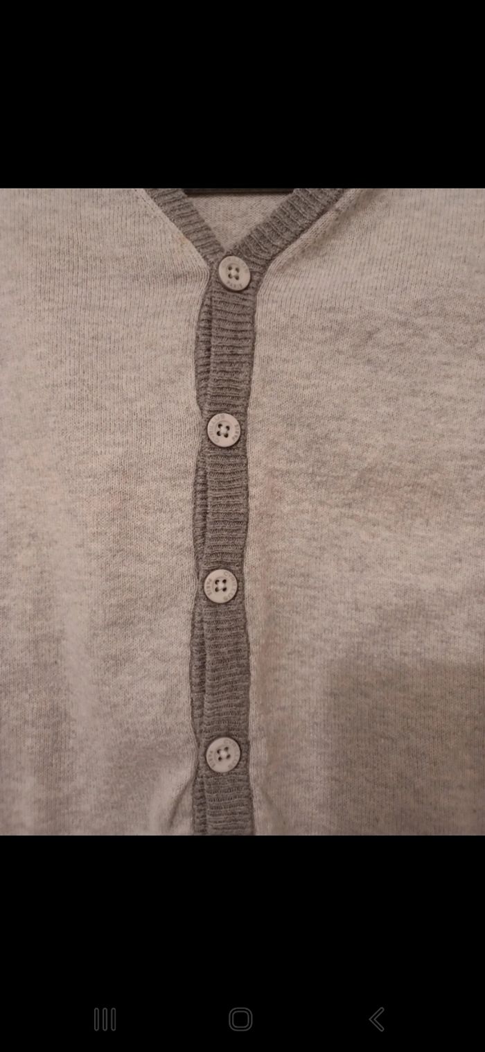 Gilet / Cardigan Cyrillus Paris mailles fines gris - photo numéro 6