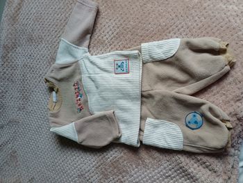 Ensemble Bébé 6M Chaud Polaire/Velours "de bon matin" - Beige/Crème - Hiver