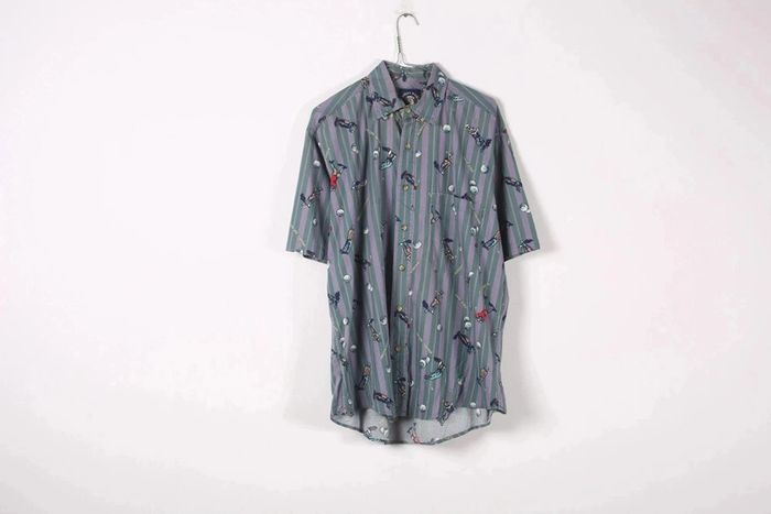 Chemisette vintage 90's Gant en coton motif golfeurs et rayures (#240371) - photo numéro 5