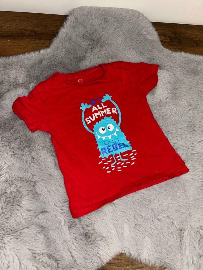 Tee-shirt rouge petit monstre - 2/3 ans