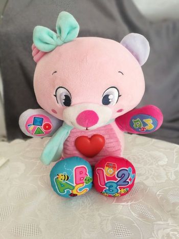 Peluche ours interactif rose Clementoni