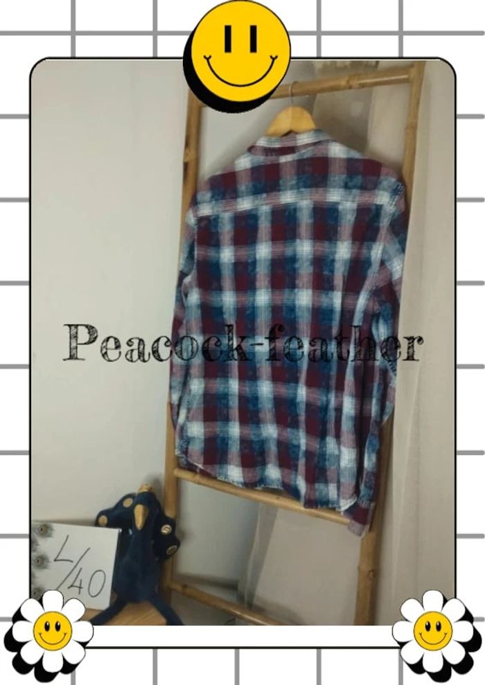 Chemise quadrillée smog bleue/Bordeaux L homme - photo numéro 7