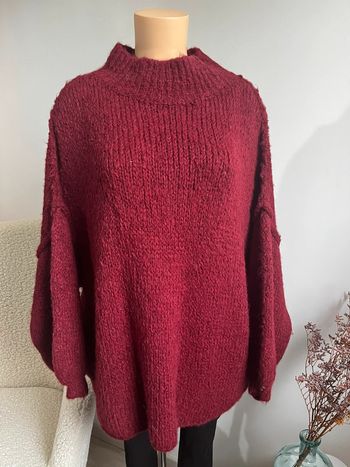 Pull grosses coutures bordeaux