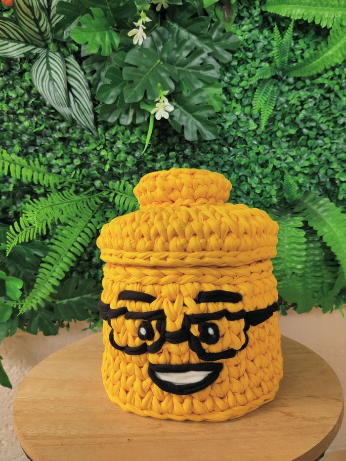 Panier au crochet en Trapilho style Lego - photo numéro 2