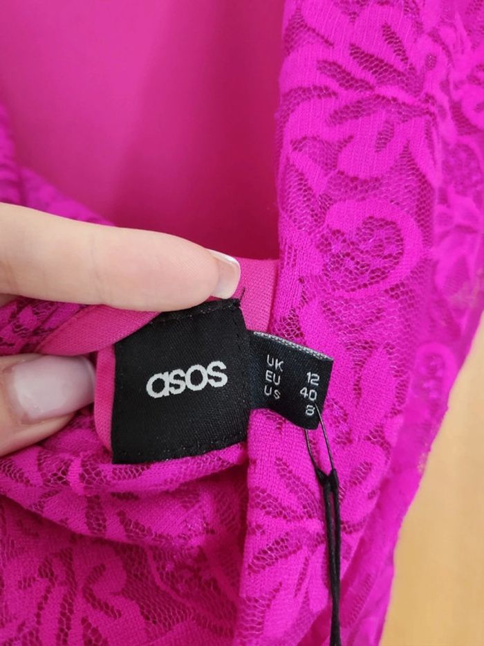 Robe dos nu en dentelle fushia ASOS - photo numéro 5