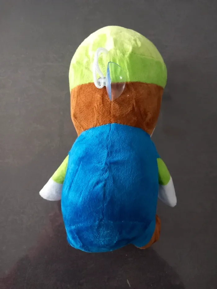 Peluche bonhomme avec casquette verte et salopette bleu - photo numéro 3