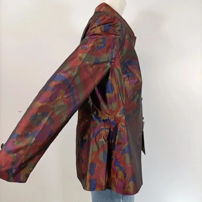 Veste vintage satinée imprimée abstrait - Taille 38/40 - A115 - photo numéro 6