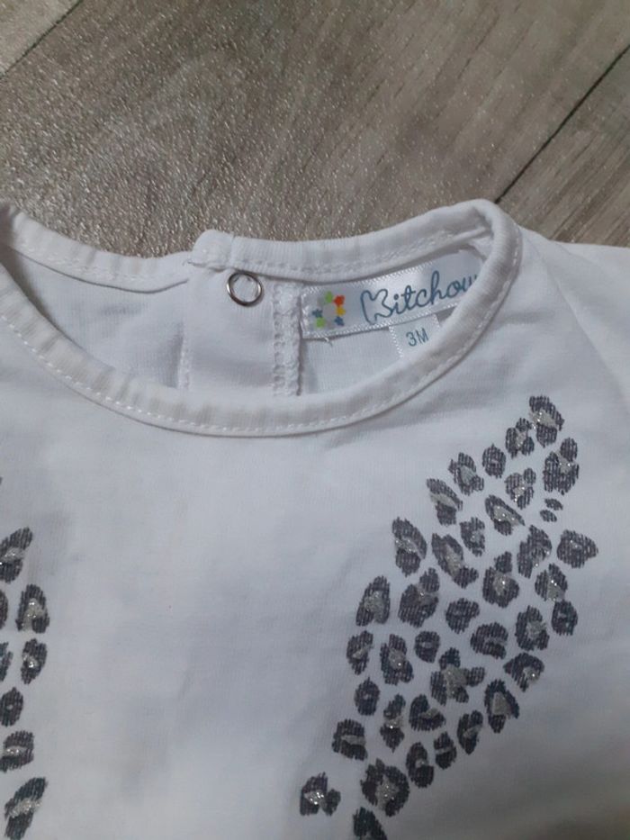 T-shirt fille manches longues blanc motif lapin 3 mois - photo numéro 5