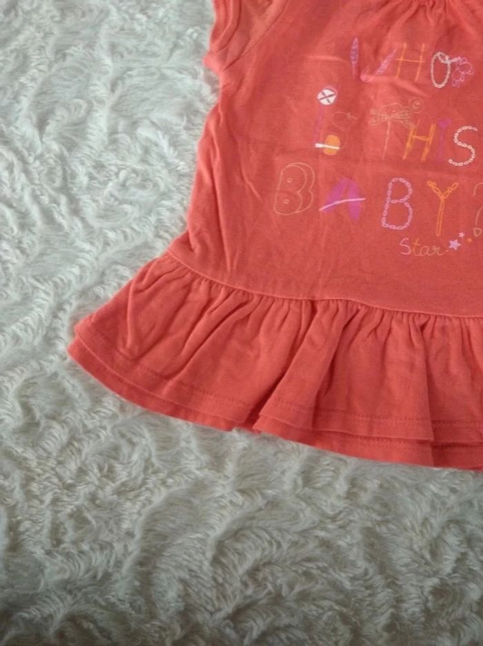 Tunique chemise manches courtes Robe courte Fille 6 mois 100% coton "where is the Baby star ?" - photo numéro 7