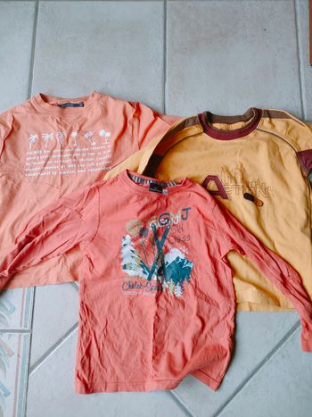 Lot taille 7 ans de 2 tee shirt manches courtes et 1 tee shirt manches longues 