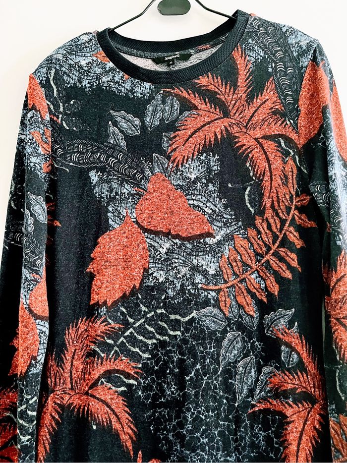 Robe Longue Desigual Noire/Rouge - Imprimé Feuilles Hivernal (Taille M) 🌿 - photo numéro 3