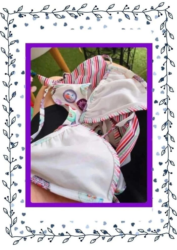 Maillot 2 pièce à motif + rayure - photo numéro 5